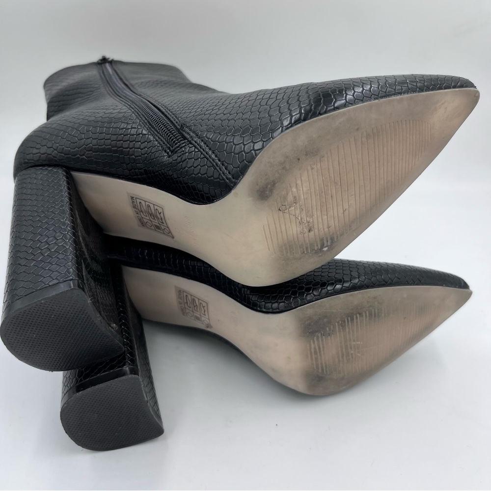 Faux Snakeskin Heel Boots Black - Size 8 - Picture 8 of 9